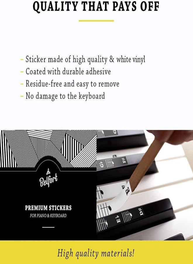 Belfort Piano + Keyboard Sheet Music Stickers for 49 | 61 | 76 | 88 Keys + Ebook | Piano Sticker Complete Set for Black + White Keys | C-D-E-F-G-A-B - Image 3