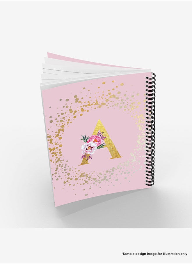Stylizedd - Designer A5 Spiral Notebook Memo Notepad Journal - Custom Monogram Initial Letter Floral Pattern Alphabet - S - Pink - Image 1