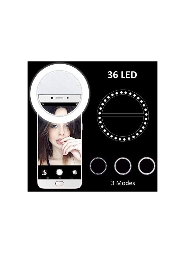 جرين تايجر حلقة كاميرا 36 LED قابلة لإعادة الشحن عبر USB، كشاف سيلفي LED لهاتف iPhone iOS Android الذكي - Image 3