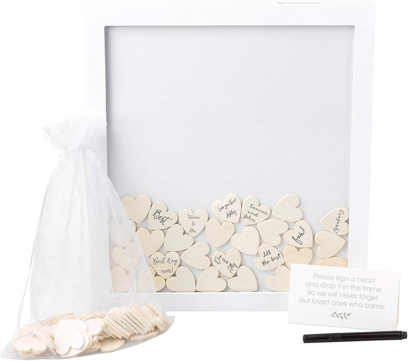 Pearhead Wedding Guestbook Token Frame, White - Image 1