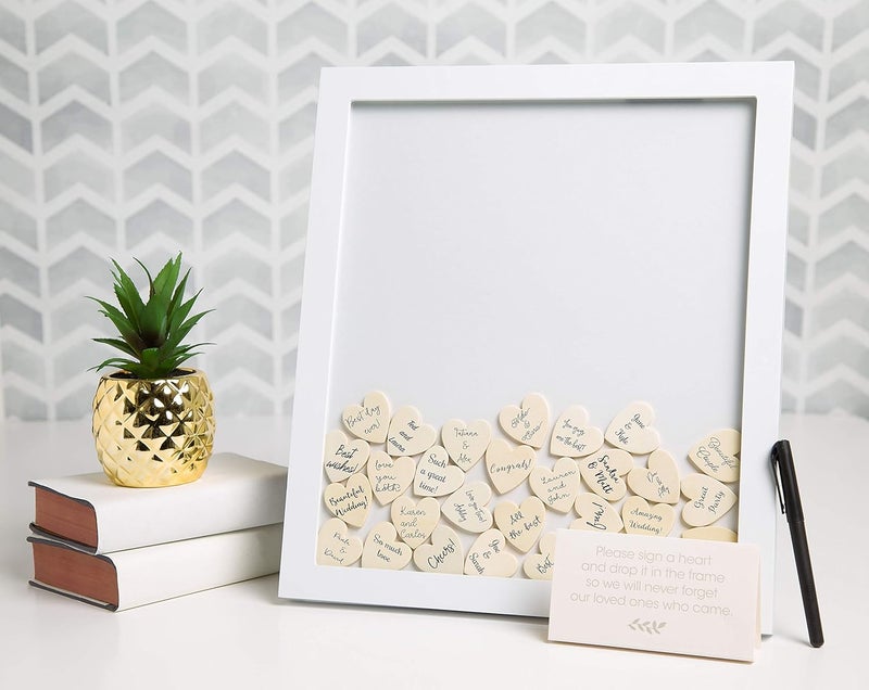 Pearhead Wedding Guestbook Token Frame, White - Image 3