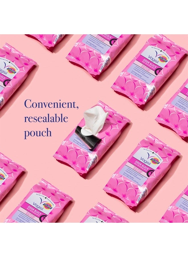 Vagisil Odor Block Daily Freshening Wipes for Feminine Hygiene in Resealable Pouch, Gynecologist Tested & Hypoallergenic, 20 Wipes (Pack of 3)  - Image 3