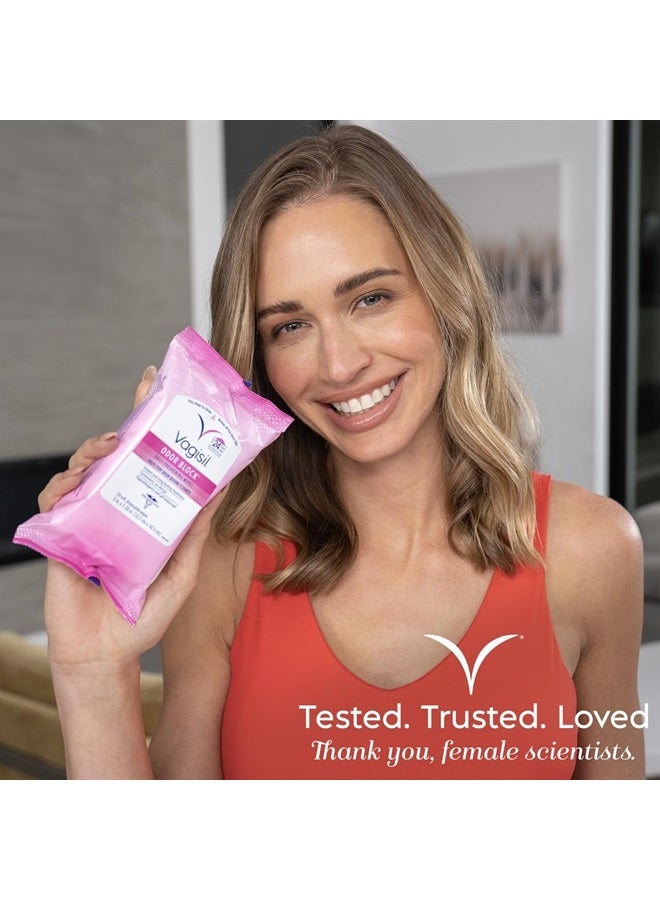 Vagisil Odor Block Daily Freshening Wipes for Feminine Hygiene in Resealable Pouch, Gynecologist Tested & Hypoallergenic, 20 Wipes (Pack of 3)  - Image 5