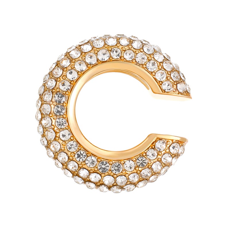 ofeankri Copper Gold-Plated Ear Clip Earrings with Rhinestone Accents - Trendy C-Shaped Design, No Piercing Required, Wholesale - Image 5