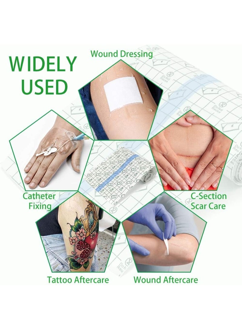 VIUAUAX Transparent Stretch Adhesive Bandage,Waterproof Clear Film Dressing Bandages, Adhesive Bandages Shower Shield Dressing Tape for Tattoos Swimming Showering - Image 2