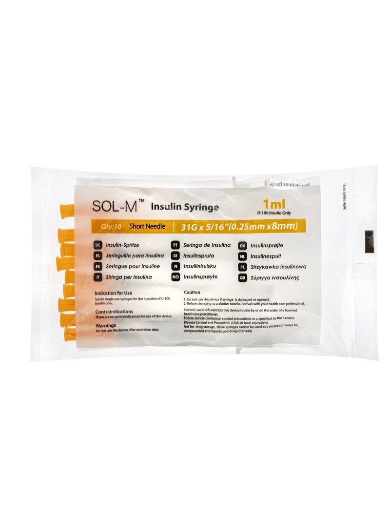 سول ملينيوم سرنجات لحقن الانسولين 1 مل 31 جي (8 مم) - 100 إبره - Image 3