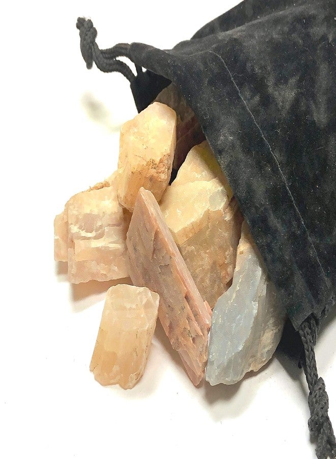 زينترون كريستال كولكشن مجموعة زينترون كريستال - حجر القمر الخام - قطع كبيرة بحجم 1 بوصة في كيس مخملي (1 رطل) - Image 2