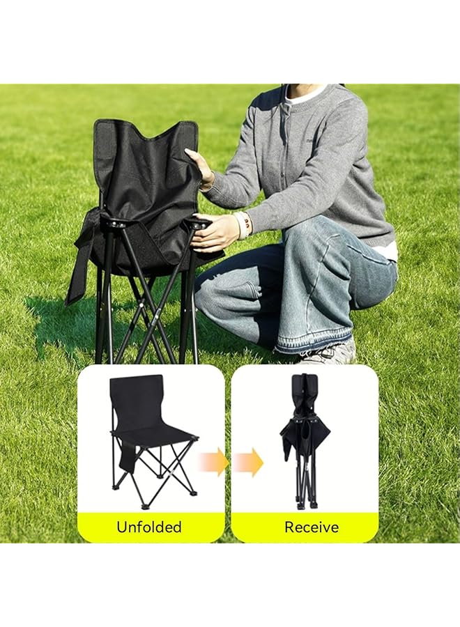 ECVV Outdoor Folding Camping Chair Compact Size 40cm×40cm×72cm Durable 150KG Capacity Lightweight 3KG Side Storage Bag Easy Carry - Image 5