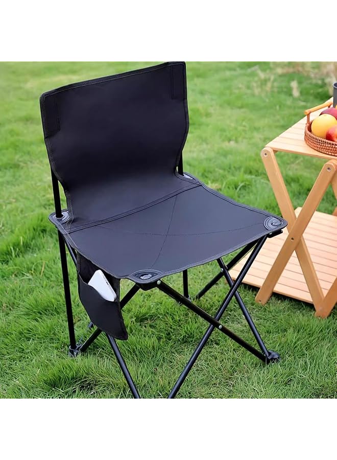 ECVV Outdoor Folding Camping Chair Compact Size 40cm×40cm×72cm Durable 150KG Capacity Lightweight 3KG Side Storage Bag Easy Carry - Image 2