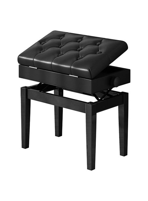 Piano Stool Black PU Leather Button,Height Adjustable Piano Bench,Piano Bench with Storage Compartment,Retro Solid Wood Stool Ergonomic Keyboard Stool