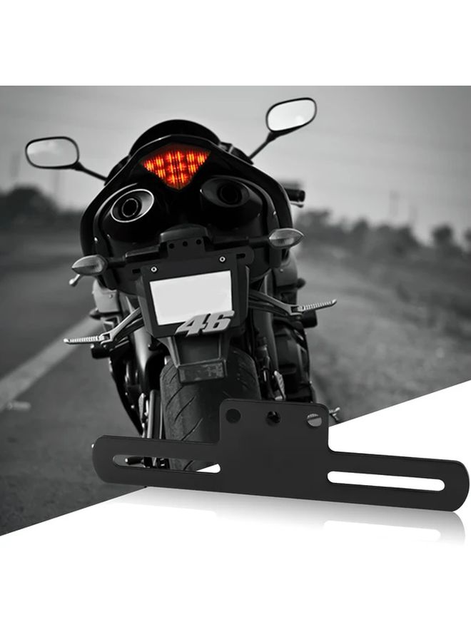 Universal Motorcycle Tail Light License Plate Mount Bracket Adjustable Folding Stand Silvery - Image 2