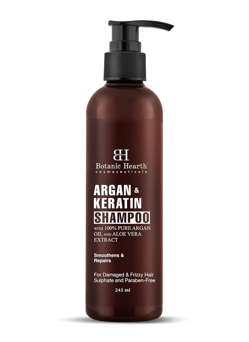 Botanic Hearth Botanic Hearth Argan and Keratin Shampoo with 100% Pure Argan Oil and Aloe Extracts Repairs Hair and Controls Frizz For Damaged and Frizzy Hair Shampoo for Women and Men 245ml  - Image 1