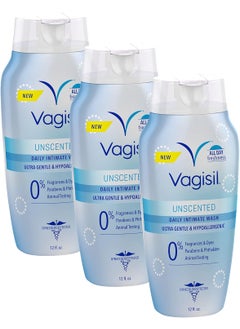 Vagisil Vagisil Feminine Wash for Intimate Area Hygiene, pH Balanced and Gynecologist Tested, Unscented, 12 oz (Pack of 3) 