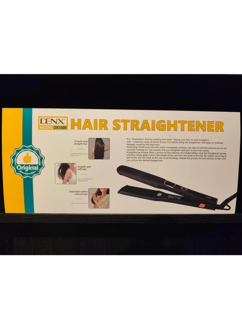 DENX DX1389 Professional Hair Straightener with Digital Display in Black - Image 3