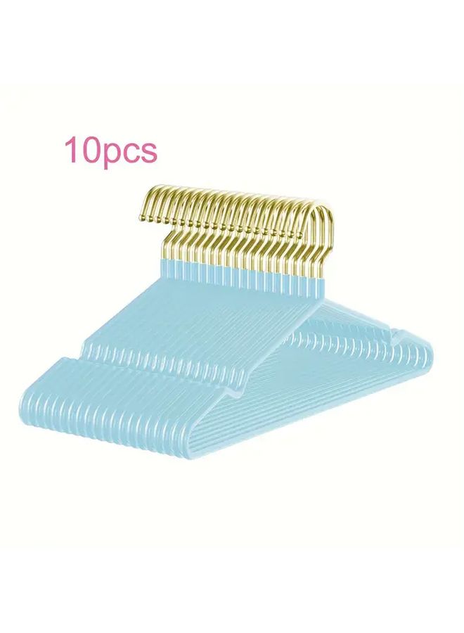 10 Pack Blue Heavy Duty Non Slip Metal Clothes Hangers Rubber Coated Slim Design - Image 5