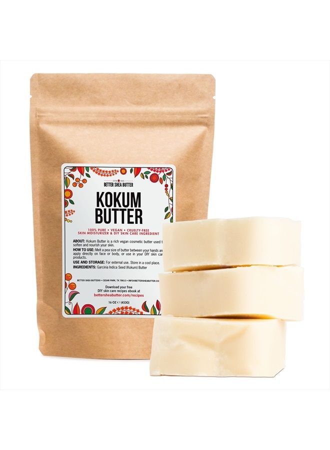 Better Shea Butter Kokum Butter | Raw, Unrefined | For Soap Making and DIY Skin and Hair Products | Pure, Unscented Butter for Lotion Base | 1 lb block - Image 1
