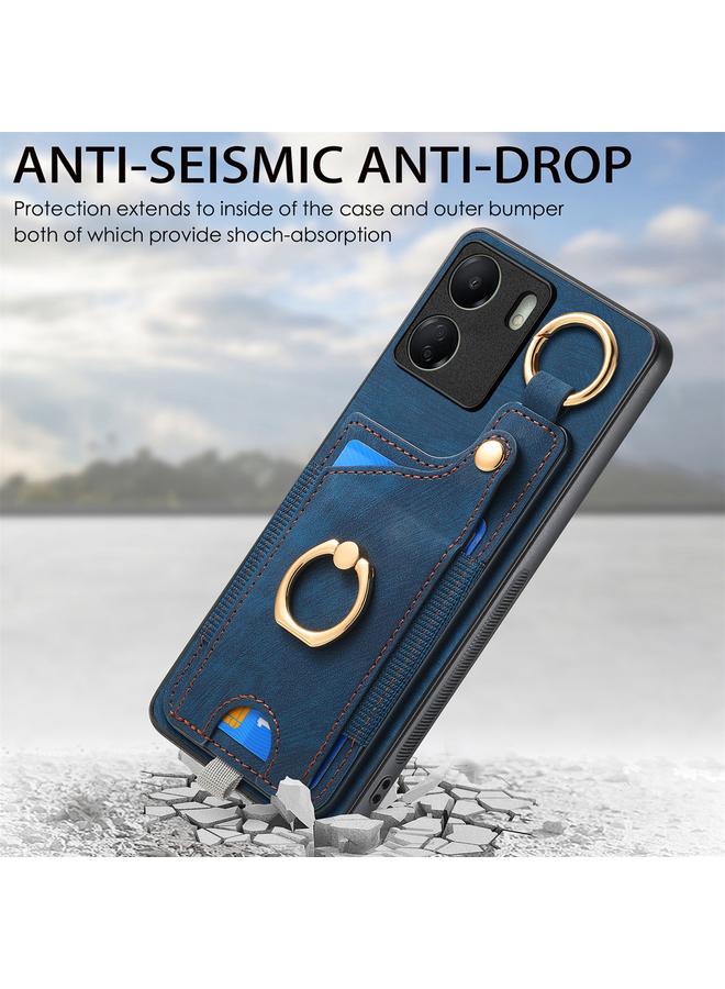 S-TOP Case For Redmi 10 Retro Skin-feel Ring Card Bag Phone Case with Hang Loop - Image 4