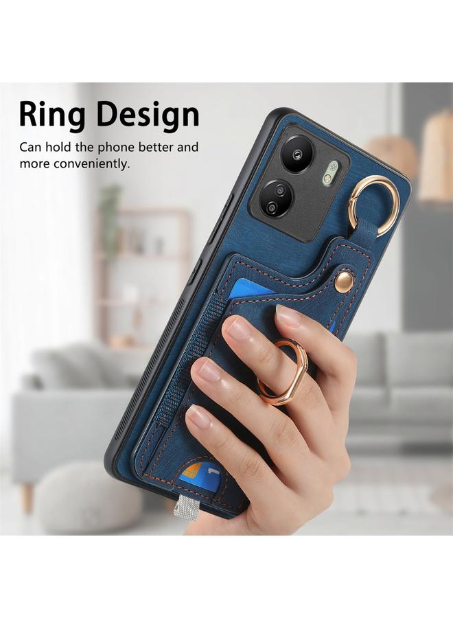 S-TOP Case For Redmi 10 Retro Skin-feel Ring Card Bag Phone Case with Hang Loop - Image 5