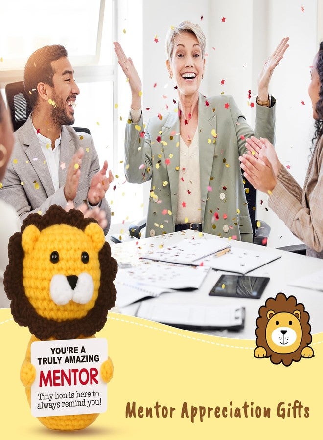 MAMAGIFTREE هدايا للمرشدين من الرجال والنساء - هدية شكر وتقدير فريدة للمدير، القائد، المعلم، أو المستشار - أسد كروشيه مصنوع يدويًا، تذكار لتزيين المكتب من المتدرب - Image 2