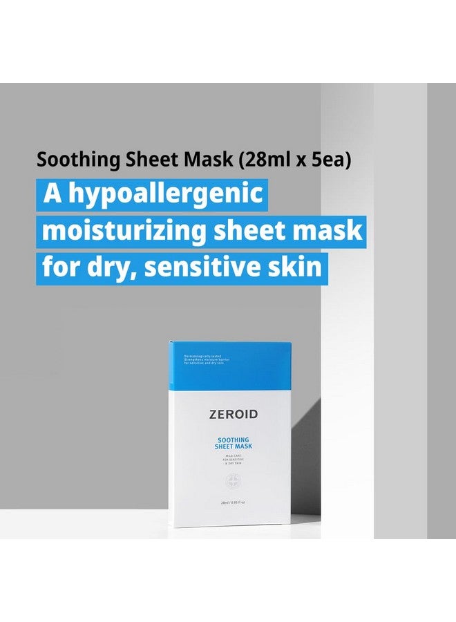 zeroid Soothing Sheet Mask Mild Care For Sensitive And Dry Skin With 28 Ml Of Serum In Each Mask (5 Masks) - Image 2