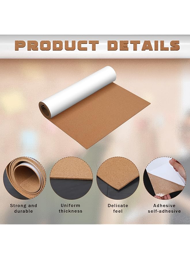إيروريكس لفافة من الفلين ذاتية اللصق بسمك 240 × 40 سم مع دعم لاصق، لفافة من الفلين، لوحة إعلانات من الفلين، لوحة رسائل للوحة الإعلانات، لافتات الأبواب وديكورات الجدران والأرضيات، صناعة يدوية 2 مم - Image 2