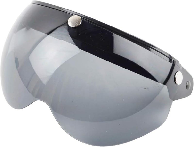 VCOROS Universal Motorcycle Retro Pilot-Style Standard 3 Snap-Button Visor Flip Up Down Open Face Helmet Half Face Shield(Black) - Image 2