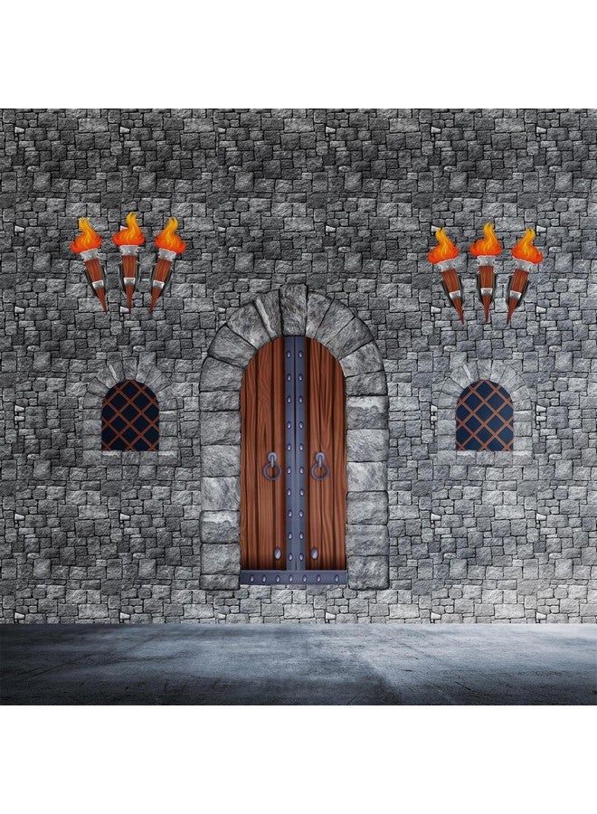 TaoBary 11 Pieces Medieval Party Decorations Kit Medieval Scene Castle Decorations Set Including Stone Wall Backdrop, Door, Windows, Torch Props for Halloween Castle Party Wall Decor Accessory  - Image 5