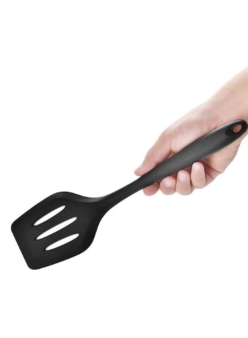11 Pcs Silicone Kitchen Utensils Set Heat Resistant Cooking Tools for Non Stick Cookware Easy to Clean Kitchen Baking Kit with Holder, Black  - Image 3