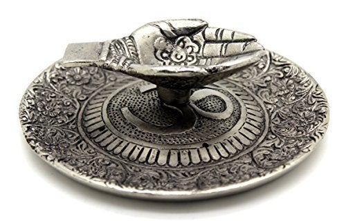 Govinda - Tibetan Incense Burner Offering Hands with OM - 4.5 Inches Diameter X 1.25 Inches High - Image 1