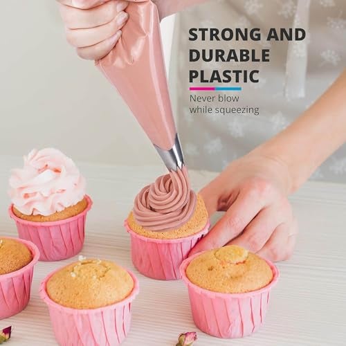 PureBake 100 Pcs Disposable Pastry Icing Piping Bags, Anti-Burst & Non-Slip for Cake, Cookie & Cupcake Decorating, Food-Grade, BPA-Free, 26x17 CM, Clear - Image 2