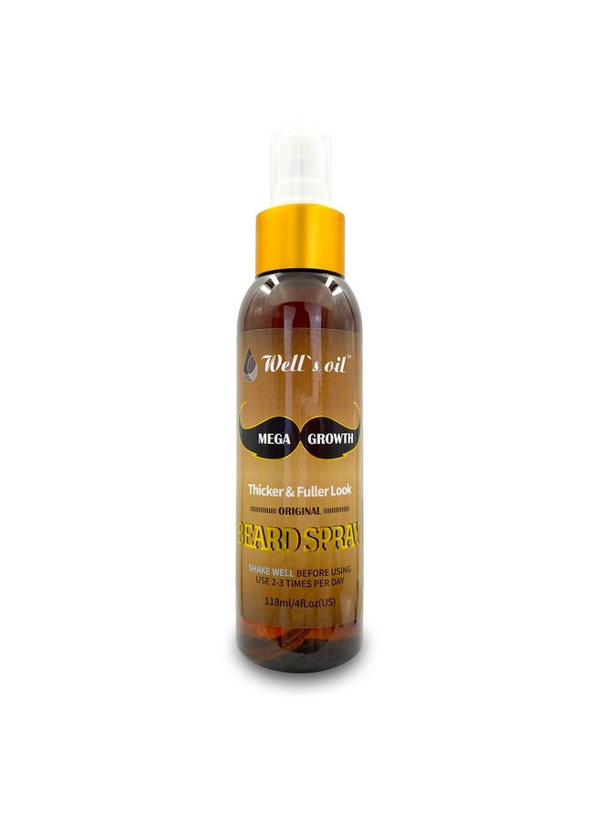 Well's Oil - Well'S Mega Growth Beard Spray (Original Scent) 4 Fl.Oz. Naturally Derived For Men’S Beard Care Moisturizing Softening & Conditioning - Image 1
