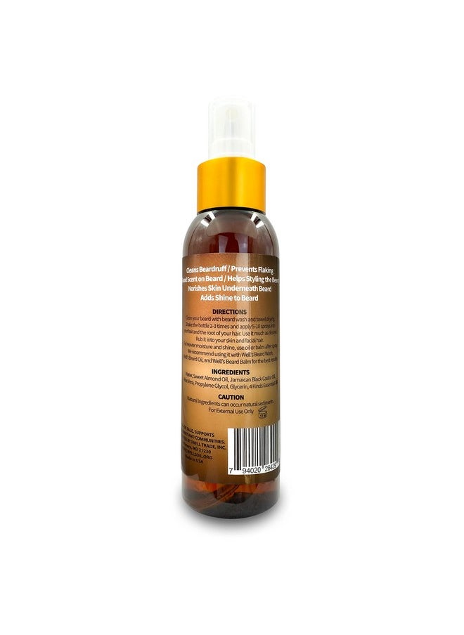 Well's Oil - Well'S Mega Growth Beard Spray (Original Scent) 4 Fl.Oz. Naturally Derived For Men’S Beard Care Moisturizing Softening & Conditioning - Image 1