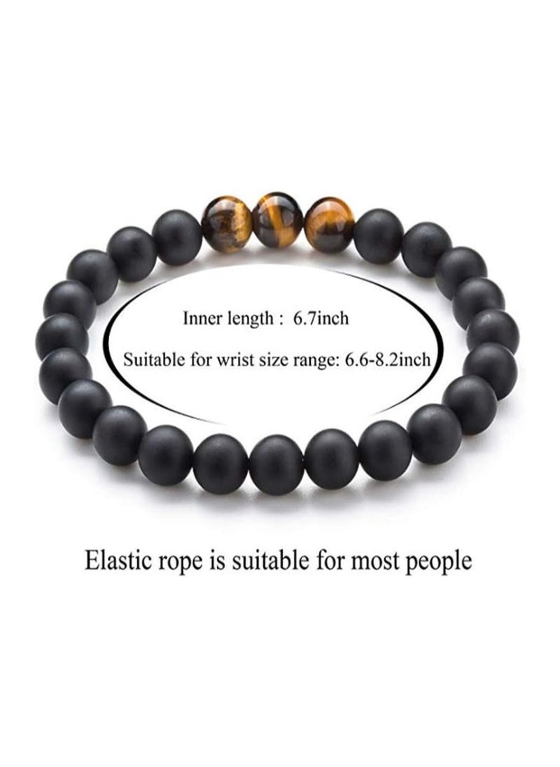 JEEJPV 2PCS men's 8mm tiger eye -eyed agate bracelet volcanic lava bead bracelet elastic natural stone bracelet, tiger eye stone  - Image 4