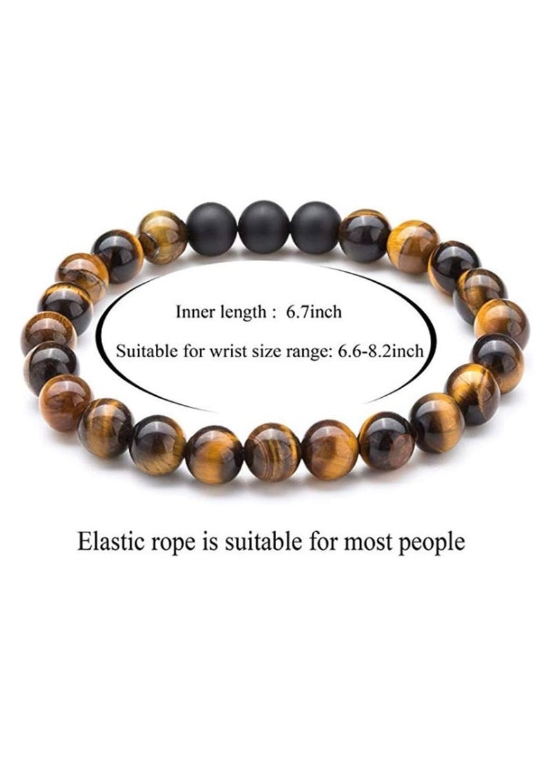 JEEJPV 2PCS men's 8mm tiger eye -eyed agate bracelet volcanic lava bead bracelet elastic natural stone bracelet, tiger eye stone  - Image 5