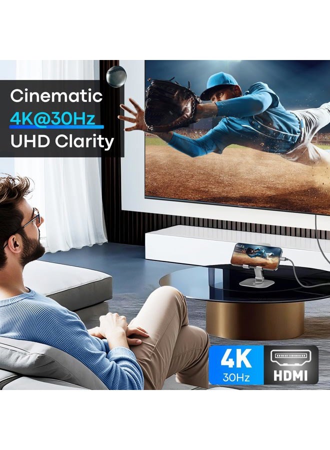 UANTIN USB C to HDMI Cable 6Ft | 4K High-Speed USB 3.1 Type-C to HDMI Cord [Thunderbolt 3/4/5 Compatible] with MacBook, Galaxy S9 to S24, iPhone 15/16, iPad Pro, iMac, Surface - Image 2