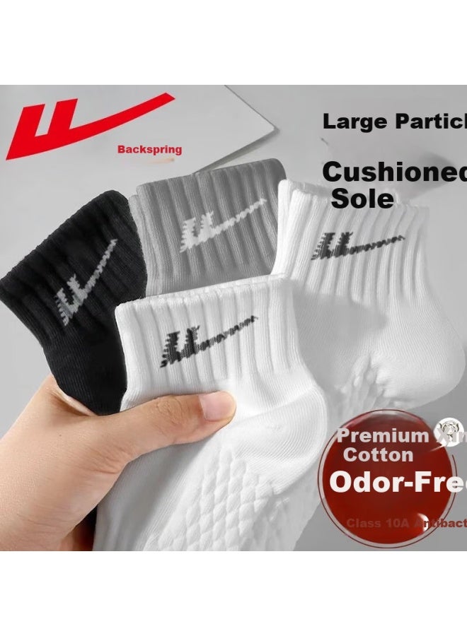 Pull Back Warrior Men's Summer Short Socks Antibacterial Deodorant Basketball Casual Thin Cotton Sports Socks - Image 1