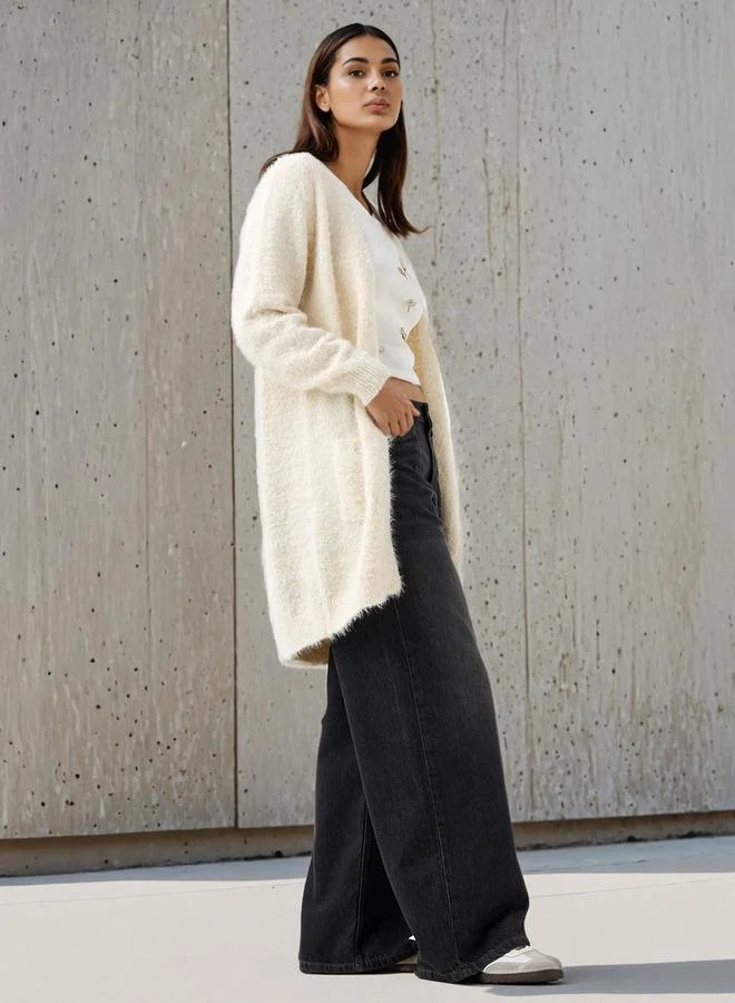 2Xtremz 2Xtremz Textured Lurex Longline Cardigan