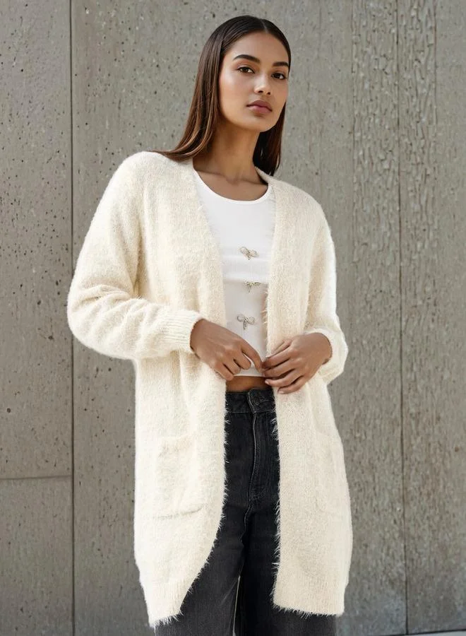 2Xtremz 2Xtremz Textured Lurex Longline Cardigan