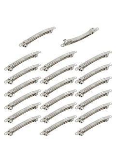 Cinaci Inaci 20 Pack 2.4 Inch / 3 Inch/ 4 Inch Blank Silver Metal Diy Craft French Barrettes Snap Hair Clips Pins For Women Girls Hair Accessories (3 Inch)  - Image 2