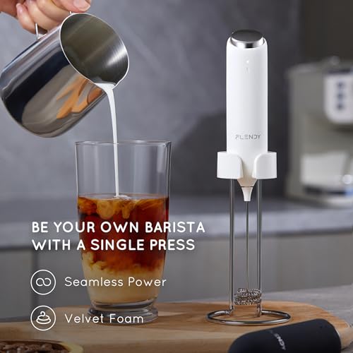 Flendy Rechargeable Milk Frother Handheld, Coffee Frother Handheld with USB-C Charging Stand, Electric Drink Mixer Handheld, Mini Electric Whisk Frother for Coffee, Matcha, etc - Image 2