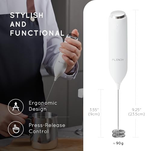 Flendy Rechargeable Milk Frother Handheld, Coffee Frother Handheld with USB-C Charging Stand, Electric Drink Mixer Handheld, Mini Electric Whisk Frother for Coffee, Matcha, etc - Image 3
