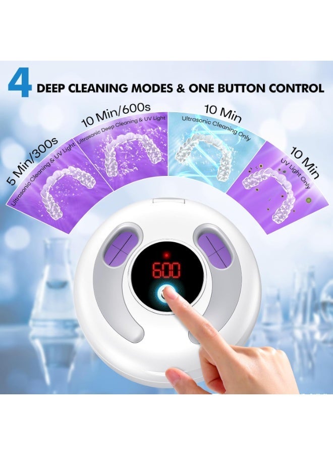 Upgraded ultrasonic cleaner, 45kHz ultrasonic denture cleaner, suitable for night guards, braces, orthodontic appliances, toothbrushes, jewellery and more, 200ml capacity, White 1 - Image 3