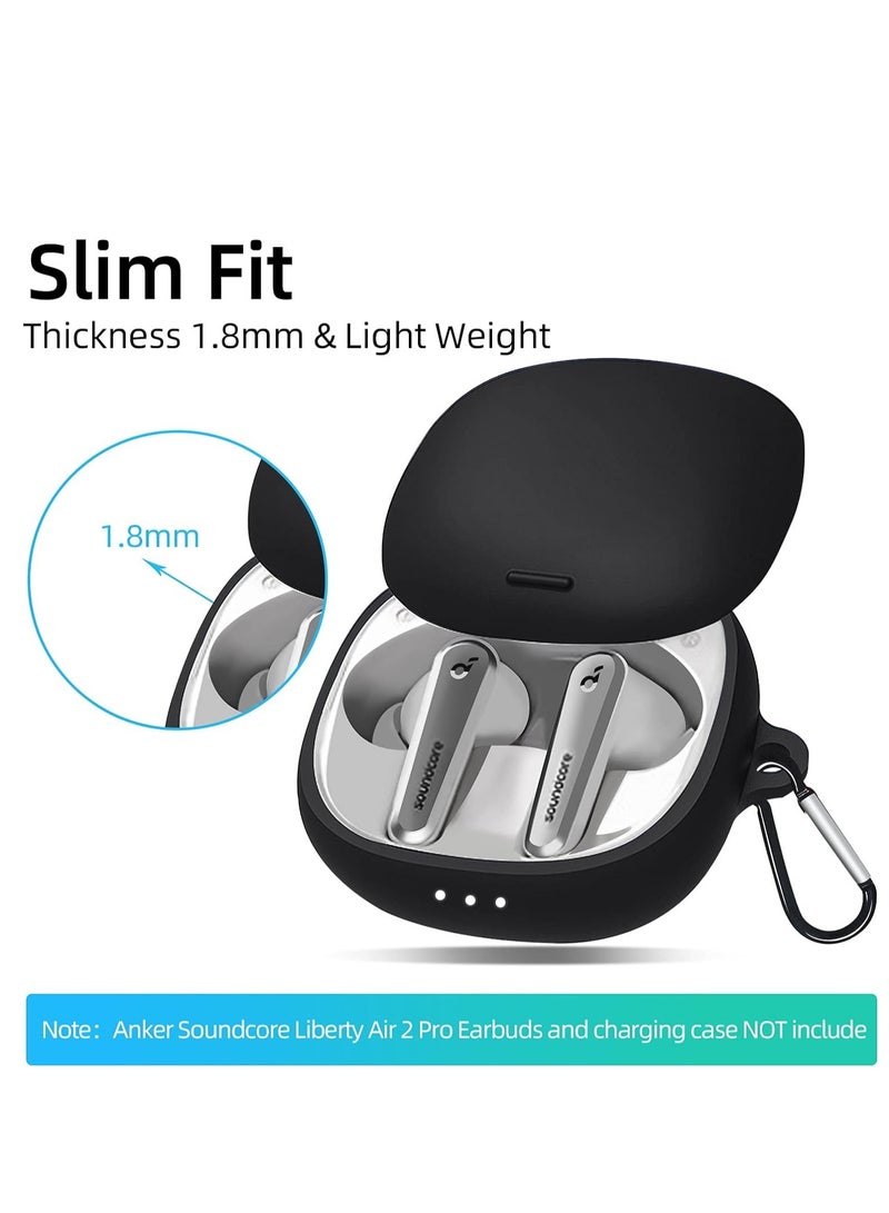 Protective Case Cover with Carabiner For Anker Soundcore Liberty Air 2 Pro Silicone Case Cover Black - Image 4