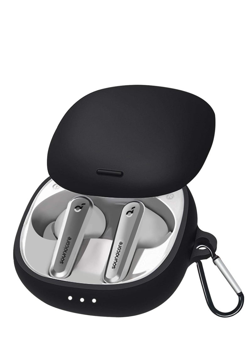 Protective Case Cover with Carabiner For Anker Soundcore Liberty Air 2 Pro Silicone Case Cover Black - Image 2