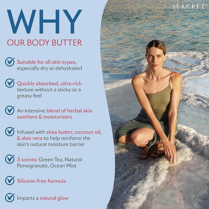 SEACRET Minerals Body Butter Pomegranate, Dead Sea Skin Care Treatment with Shea & Cocoa Butters, Olive Oil, and Vitamin C & E for Moisturizing, Hydrating, Softening All Skin Types, 8.5 Oz / 241 ml - Image 2