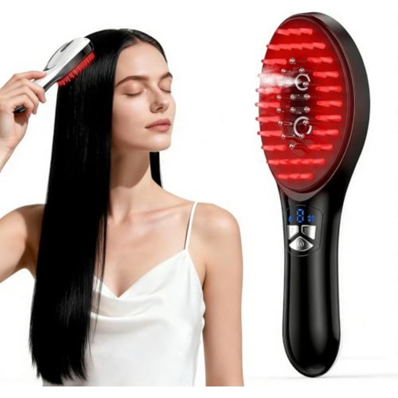 , 6-in-1 Scalp Massager Oil Applicator, Rechargeable Hair Care CombNano Mist, Electric Scalp Vibration Brush for Home Spa, Effortless Detangling and Relaxation Head Massage Tool for All Hair Types - Image 1