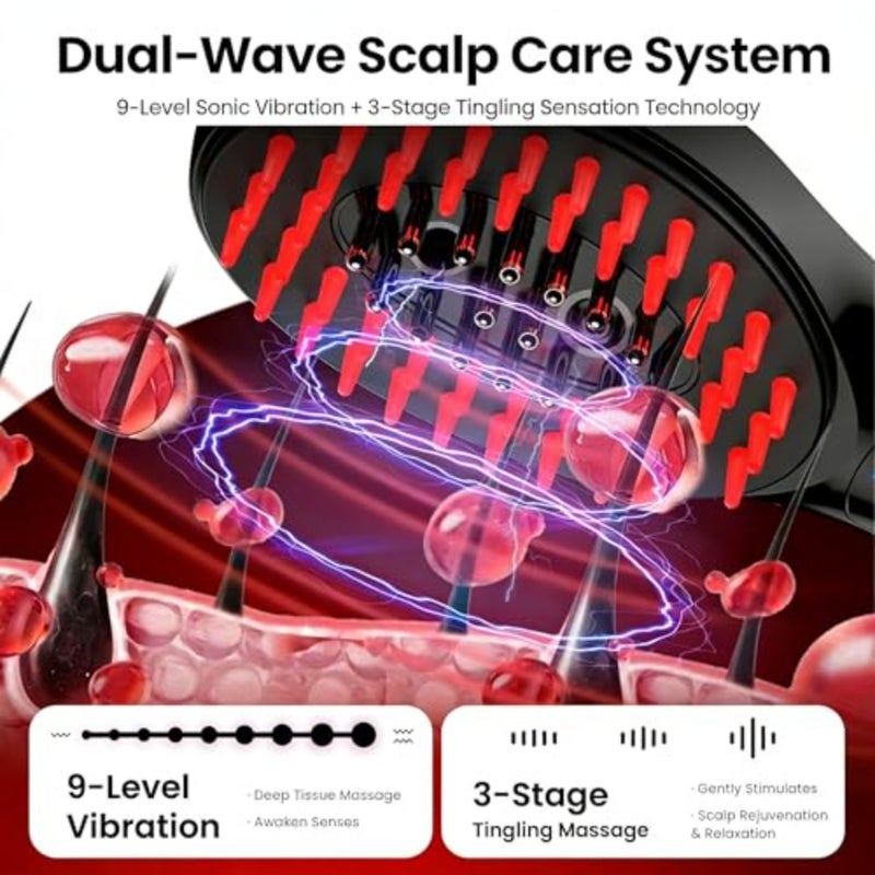 , 6-in-1 Scalp Massager Oil Applicator, Rechargeable Hair Care CombNano Mist, Electric Scalp Vibration Brush for Home Spa, Effortless Detangling and Relaxation Head Massage Tool for All Hair Types - Image 5