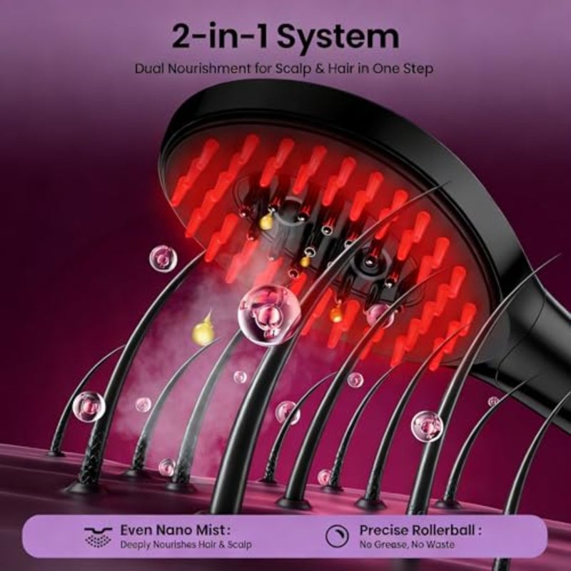 , 6-in-1 Scalp Massager Oil Applicator, Rechargeable Hair Care CombNano Mist, Electric Scalp Vibration Brush for Home Spa, Effortless Detangling and Relaxation Head Massage Tool for All Hair Types - Image 4