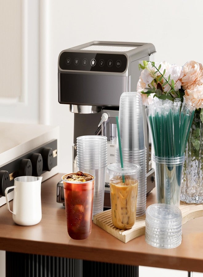 KesaPlan 50 Sets 16 oz Plastic Cups with Lids and Straws, Clear Disposable Iced Coffee Cups for Cold Drinks Juice Milkshakes Smoothies, Plastic To Go Drinking Cup for Party Coffee Bars Picnic - Image 3