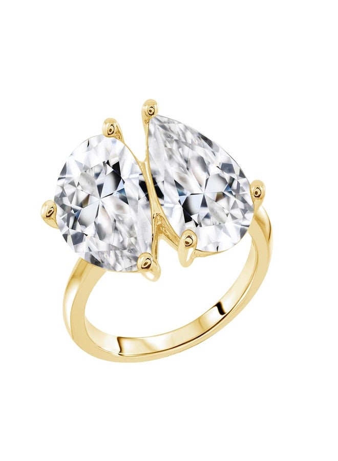 Diamonbliss خاتم ديامونبليس مارلين مونرو بشكل كمثرى توي إيه موي | مطلي بالذهب عيار 14 من الفضة الاسترلينية 925 | 100 وجه من الزركونيا المكعبة CZ محاكاة الماس (10 قيراط، 7) - Image 1